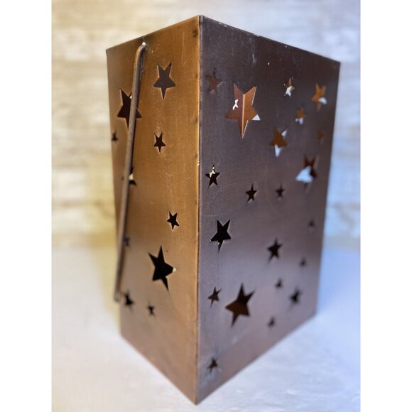 Rustic Stars Metal Lantern Luminary For 12” Tall Fits 3” Diameter Pillar Candle - Picture 6 of 14
